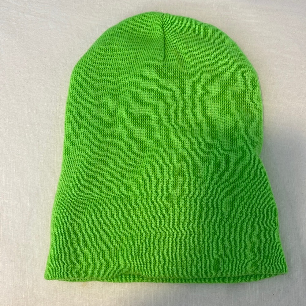 Neon green knit beanie